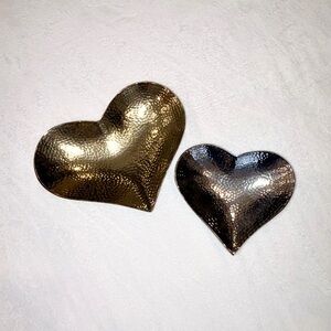 Heart-Shaped Gold and Silver Decorative Trays